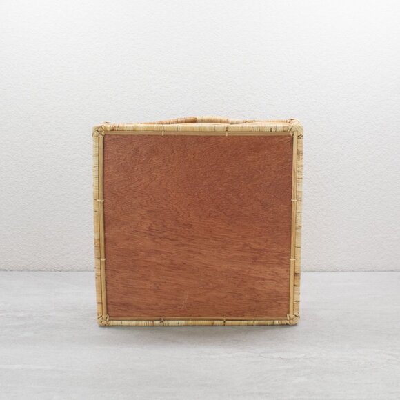 1940s Vintage Inspired Swirly Square Rattan Tray, Natural